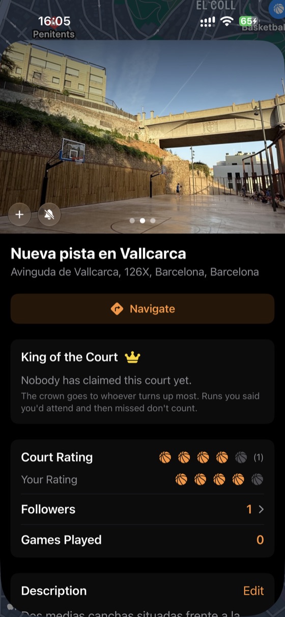 A claimed court with photos, tags and ratings